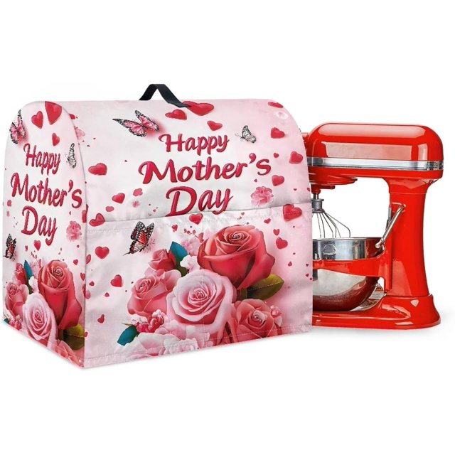 Red Rose Stand Mixer Covers Compatible with 4.5-5 Quarts Kitchen Aid Stand Mixer Dust Protector Cover for Mother's Day Decor Pink