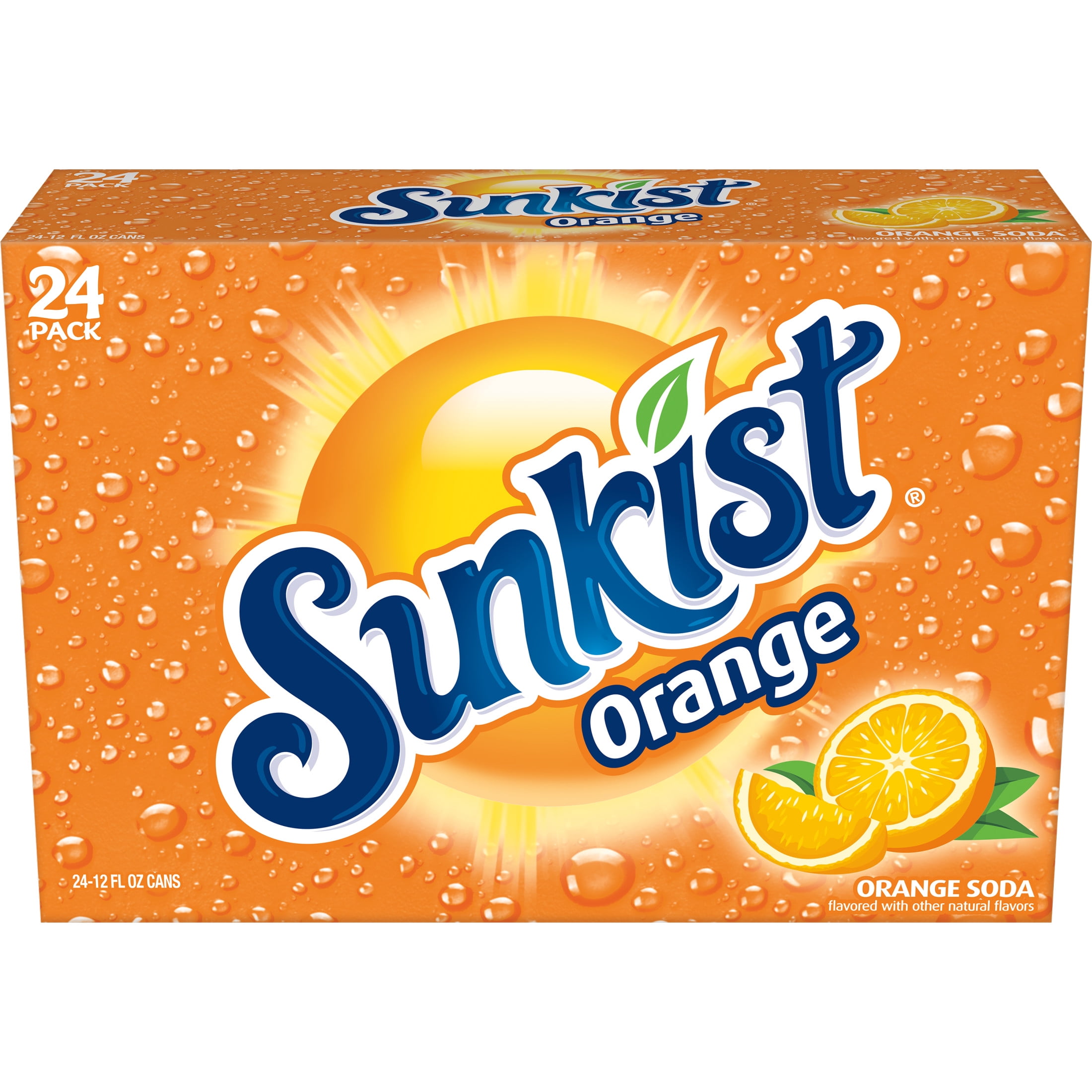 Sunkist Orange Soda Pop, 12 fl oz, 24 Pack Cans