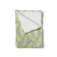 thumbnail image 2 of Leaves Soft Flannel Fleece Throw Blanket, Banana Petals Floral Greenery Vegetation Linear Seasonal Doodle, Cozy Plush for Indoor and Outdoor Use, 50" x 60", Mint Green Peach, by Ambesonne, 2 of 6