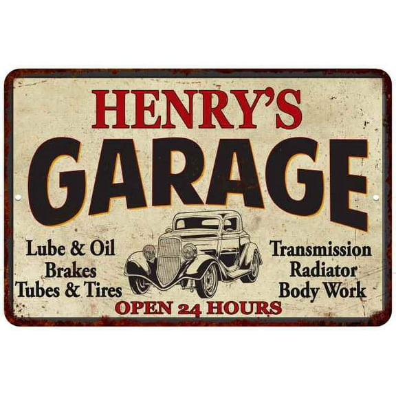 HENRY'S Garage Man Cave Metal Sign Decor 8x12 108120014049