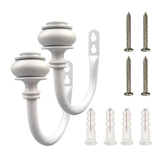 1 Pair Retro Metal Curtain Holdback Wall Tie Back Hook Hanger Holder Curtain Accessories - White
