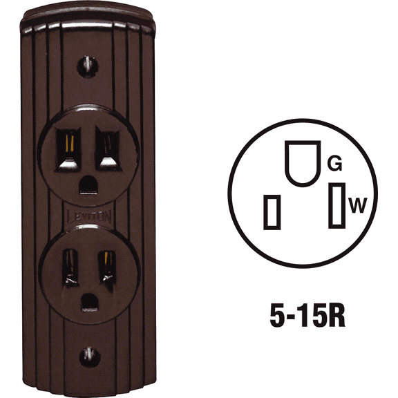 Leviton 15A Duplex Receptacle in Brown — UL Listed for US Residential Electrical Code Compliance, Drop-in NEC-Standard Wiring