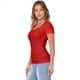 thumbnail image 2 of Camiseta Ajustada Acanalada para Mujer, Color Rojo, Talla L, 2 of 9