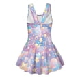 thumbnail image 2 of COEQINE Girls One Piece Bathing Suit with Skirt, Scoop Neck Sleeveless Wide Straps Swimwear, Polyester Spandex Swimsuit for Kids 12-13 Years, Machine Washable Dreamy Starry Star, 2 of 8