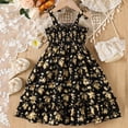 thumbnail image 4 of NAISIBABY Girls Floral Dresses, Cute Spring Summer Flare Flowy Bow Strap Casual Smock Sundress Yellow Size 7-8, 4 of 8