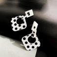 thumbnail image 5 of Jiaroswwei Women Polka Dot Hollow Rhombus Geometric Dangle Ear Stud Cuff Earrings Jewelry, 5 of 7