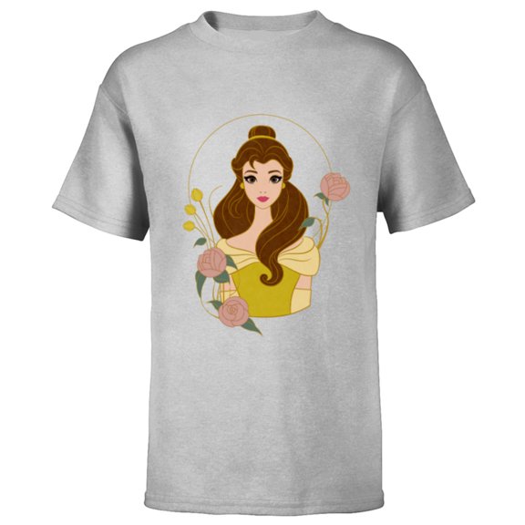 Disney Princess Belle Modern Art Deco Style - Short Sleeve T-Shirt for Kids - Customized-Athletic Heather