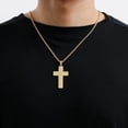 thumbnail image 2 of Metaljc Cross Necklace Bible Verse Stainless Steel American Flag Pendant Chain for Men Jewelry Gift, 2 of 4