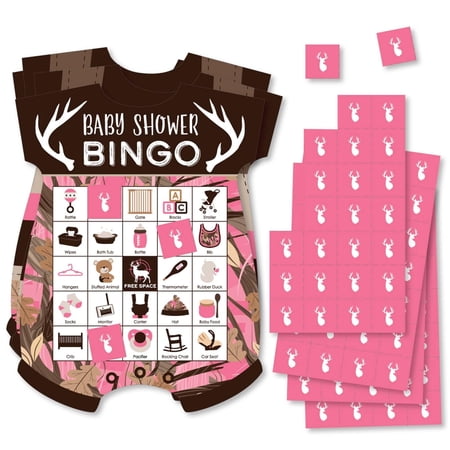Big Dot of Happiness Pink Gone Hunting - Picture Bingo Cards and Markers - Deer Hunting Girl Camo Baby Shower Shaped Bingo Game - Set of 18 price history on PriceWatchPro