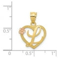 thumbnail image 2 of 14k Yellow Gold Solid Polished and satin Letter Name Personalized Monogram Initial L in Love Heart Charm Pendant Necklac, 2 of 2