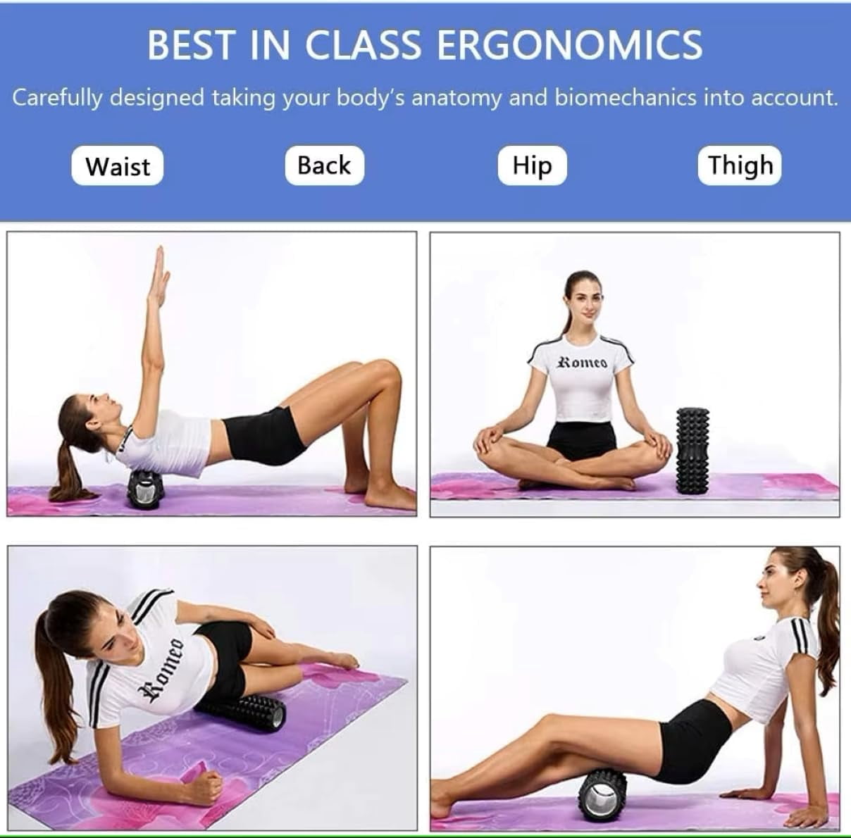 Foam Roller Set, Yoga Set, 6 in 1 Foam Rollers Muscle Roller Stick Massage Balls Exercise Resistance Bands and Figure 8 Exercise Band Yoga Stretch Strap