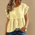thumbnail image 6 of Sheghy Summer Tops for Women 100%Cotton Women's Casual Spring Summer Solid Crew Neck Short Sleeve T-Shirt Top, 6 of 9
