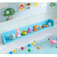 thumbnail image 6 of 40.6 Inch Silicone Bathtub Splash Guard Play Shelf, Toy Tray & Caddy Holder with Suction Cups, Keeps Bathroom Dry During Bathing (Blue), 6 of 6