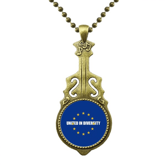 Slogan Aim Diversity Integration Necklace Antique Guitar Jewelry Music Pendant