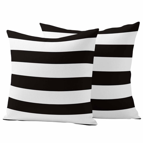 2 Pack Outdoor Waterproof Throw Pillow Covers,Minimalistic Black White Decorative Square Pillow Case Patio Pillowcases for Chair Couch Sofa 16x16in