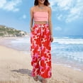 thumbnail image 2 of Jxximdong Palazzo Pants for Women, Petite High Waist Wide Leg Summer Beach Vacation Pants Boho Casual Palazzo Trousers, Red Womens Casual Trousers, 2 of 7
