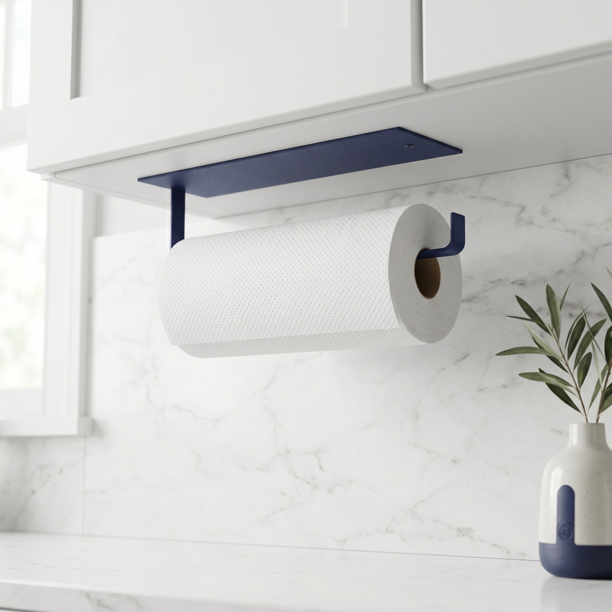 Unique Bargains Wall Mount Paper Towel Holder Stainless Steel White Square 10.8x2.4inch