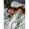 thumbnail image 6 of King Size Flat Sheet Only, Green Eucalyptus Soft Brushed Microfiber Bed Sheets, Weeping Botanical Leaf Watercolor Hotel Quality Breathable Bedding Top Sheet, Easy Care, 105"x98", 6 of 9