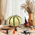 thumbnail image 4 of Clearance Under $10 | Large Spotted Artificial Pumpkin with Natural Vine for Fall Halloween Decor Green, 4 of 5