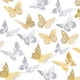 thumbnail image 1 of Xiao Hua Decoración de pared con mariposas, 48 piezas, 4 estilos, para cumpleaños, fiestas y tartas, extraíble, dorada y plateada., 1 of 5