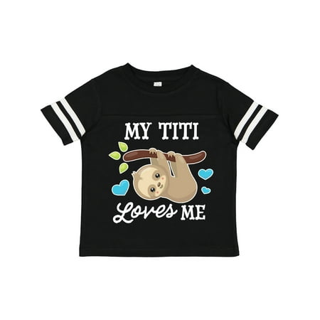 

Inktastic My Titi Loves Me with Sloth and Hearts Gift Toddler Boy or Toddler Girl T-Shirt