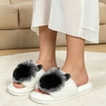 thumbnail image 6 of Knivor Open Toe Fuzzy House Slippers for Women Cute Pom Pom Decor Non Slip Fluffy Indoor Slide Slippers, 6 of 9