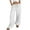 White, variant on Womens Cotton Linen Pants Drawstring Waist Straight Leg Lounge Pants for Women Solid Color Slacks with Pockets