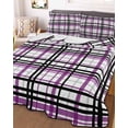 thumbnail image 3 of Quilts Twin Size, Purple Black Plaid Soft Comforter Bedding Set for Bed, Farmhouse Purple Black Checkered Lightweight Quilted Bedspread with Pillow Cover(2 Pieces) for All Season, 68x86 Inch, 3 of 6