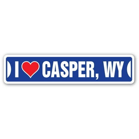 Wyoming Roads - I LOVE CASPER, WYOMING Street Sign wy city state us wall road décor gift