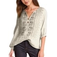 thumbnail image 7 of T Shirts for Women 2026 Summer Vintage Boho 3/4 Sleeve Shirt V Neck Embroidered Casual Tshirt Blouse, 7 of 7