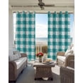thumbnail image 4 of Blackout Curtains for Bedroom, Turquoise Buffalo Check Room Darkening Window Drapes for Living Room, Farmhouse Modern Teal Plaid Thermal Insulated Grommet Curtains, 52x45 inch, 2 Panels, 4 of 9