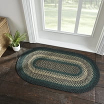 VHC Brands Pine Grove, Braided Jute Rug, Non-Skid Pad, Accent Rug, Oval, Green, 27x48