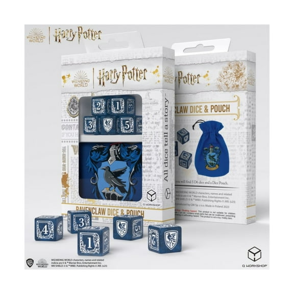Q-Workshop Poly Set - Ravenclaw Dice & Pouch (5) New