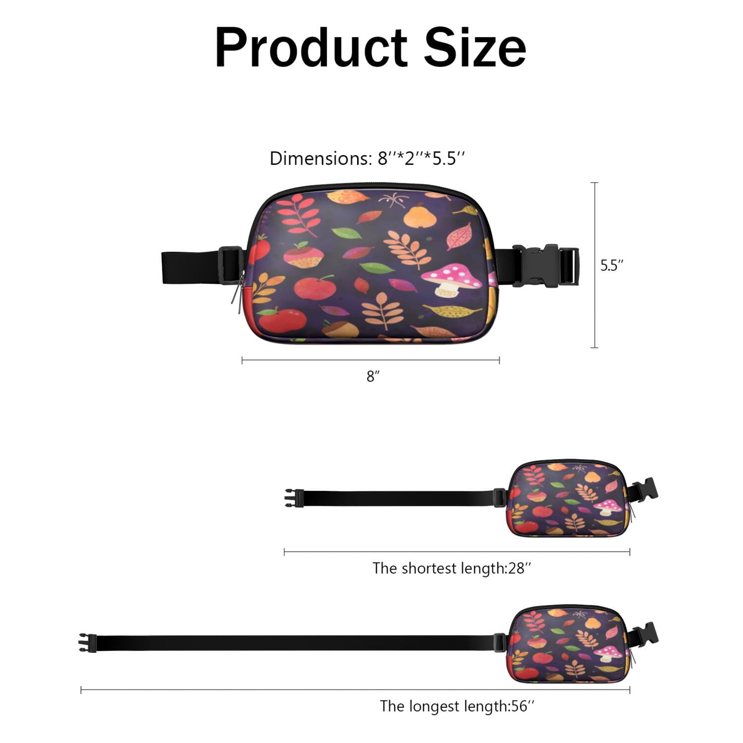 Cross Body Bag for Men&Women Fashionable Waterproof Fanny Pack with Adjustable Strap for Outdoors Workout Traveling Mushroom Sporty Waist Pack