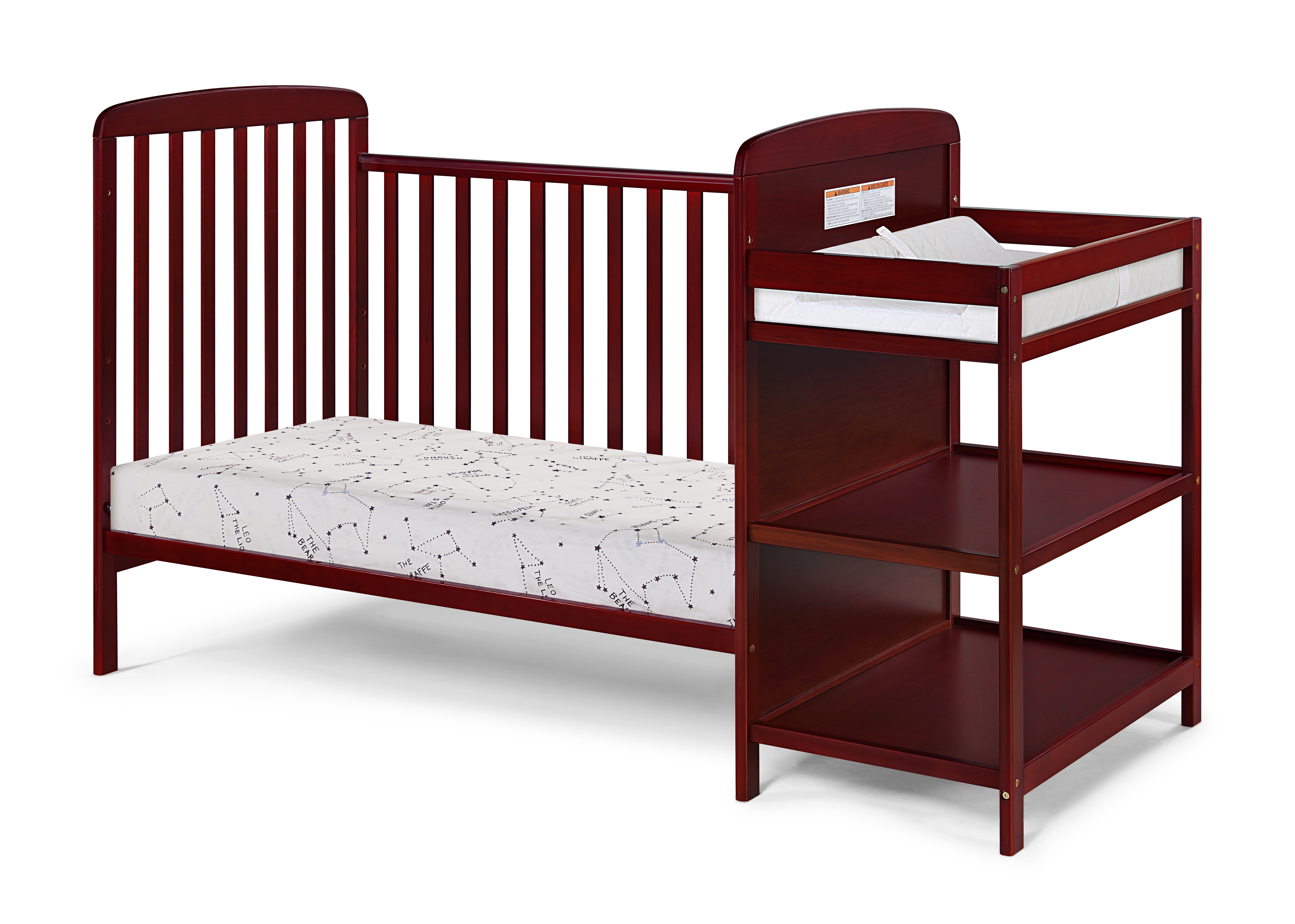Suite Bebe Ramsey 3-in-1 Convertible Crib & Changer Combo in Cherry