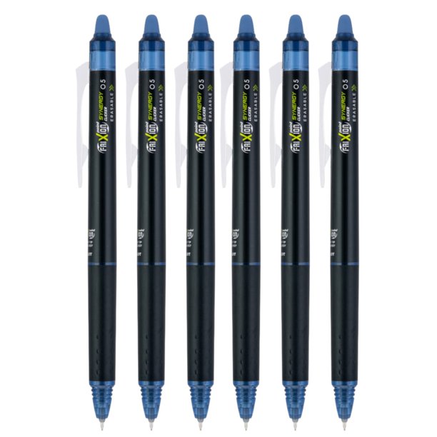 Bolígrafos de tinta de gel PILOT FriXion Synergy Clicker, 0,5 mm, tinta azul marino, paquete de 6