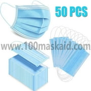 Disposable 3-Ply Face Massk Antiviral Medical Surgical Massk with Earloop Polypropylene Massks for Personal Health - 50 Pieces (Blue)