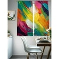 thumbnail image 4 of Abstract Oil Painting Sheer Curtains 63 Inches Long 2 Panels Rainbow Pigment Art Light Filtering Semi Sheer Window Curtains Drapes for Bedroom Living Room 52"x63", 4 of 7