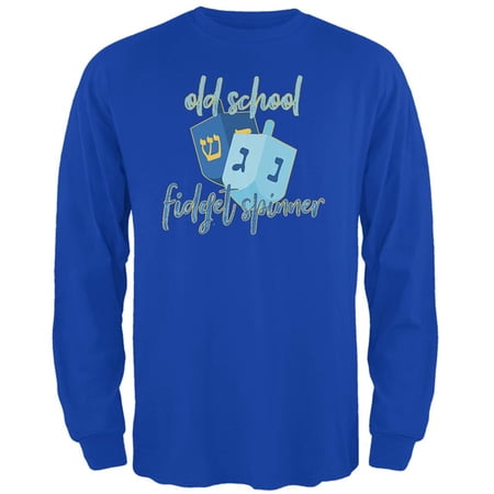 Hanukkah Dreidel Old School Fidget Spinner Mens Long Sleeve T Shirt Royal 2XL