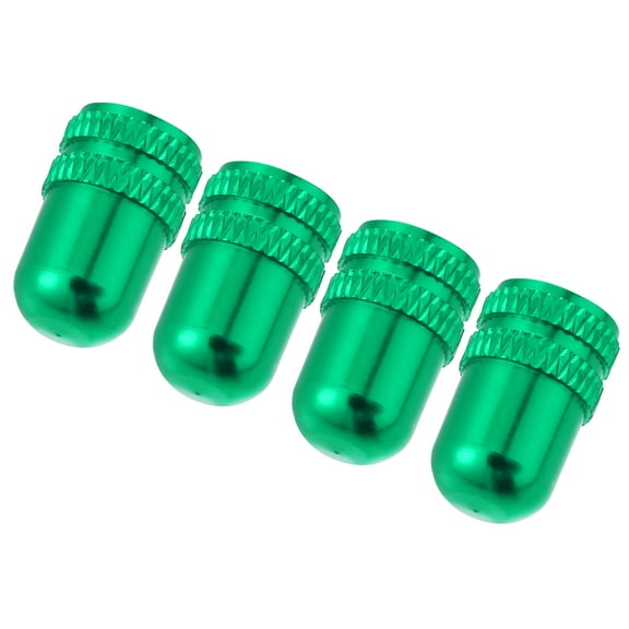 4pcs Aluminum Alloy Valve Cap American Type Valve Tire Dust Covers for Bicycle Mountain Bike Road Bike MTB Green
