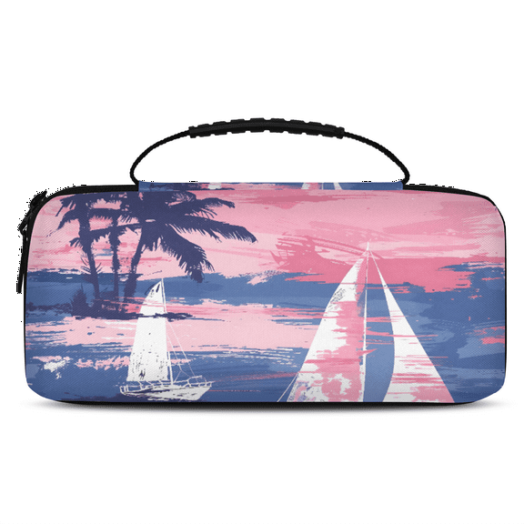 Herdesigns Watercolor Sailboats Beach Carrying Case for Nintendo Switch 2 with 20 Game Card Slots, Portable Travel Carry Case for Accessories and Console