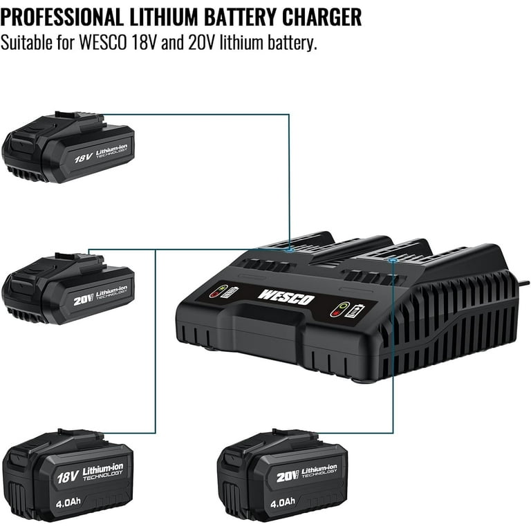 WESCO 2x 18V 2A Dual Port Battery Charger WS9919