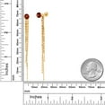 thumbnail image 2 of Gem Stone King 2.00 Ct Round 5mm Red Garnet 18K Yellow Gold Plated Silver Stud Extra Long Statement Enhancer Earrings 3.5 inch, 2 of 3