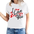 thumbnail image 2 of Pisexur T-shirt de la Saint-Valentin pour Femmes, Imprimé Amour, Manches Courtes, Col Rond, 2 of 5