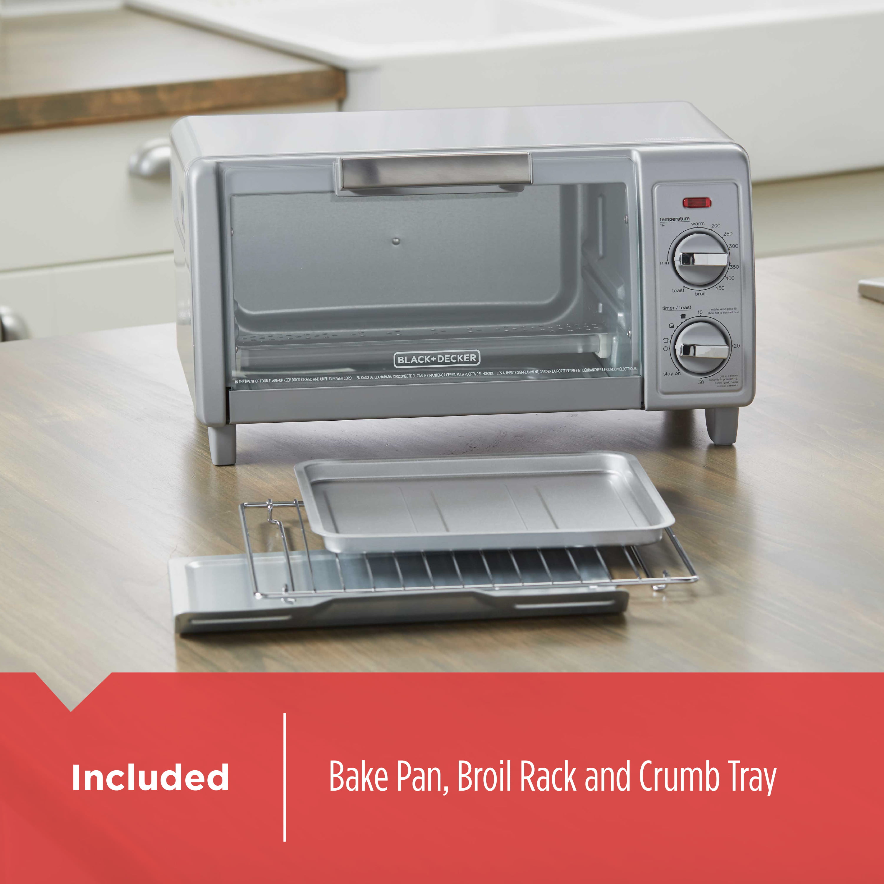 Black & Decker 4-Slice Toaster Oven 1150W Gray Model TO1700SG 50875816084