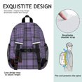 thumbnail image 5 of Purple and Black Checkered Pattern Backpack for School, Cute School Bag with Adjustable Shoulder Straps and Padded Back, 15"x11.42"x5.5", 5 of 5