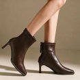 thumbnail image 6 of Women’s High Block Heel Back Zipper Ankle Booties, Elegant Dress Short Boots, Fashion Comfort Heeled Ankle Boots for Party Office Women Brown 7, 6 of 7