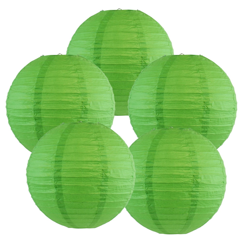 Just Artifacts 12Inch Green Paper Lanterns (Set of 5)