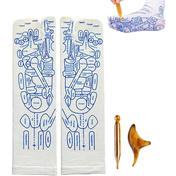 Gua Socks with Tools Set,Gua Sha Reflexology Socks,Pressure Point Socks,Foot Relief and Acupressure Reflexology Socks with Massage Tool,Suitable for Men and Women(1 pair-Men)
