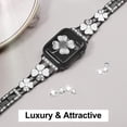 thumbnail image 4 of Bling Plating Bands Women Compatible with Apple Watch 42/44/45/49mm, Diamond Metal Strap, Dressy Rhinestone Sparkle Replacement for iWatch Bands Series Ultra/SE/9/8/7/6/5/4/3/2/1, Black+White, 4 of 6